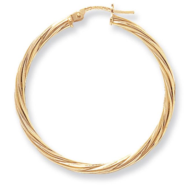 Buy 9ct Yellow Gold Extra Extra Large Twist Hoop Earrings by World of Jewellery