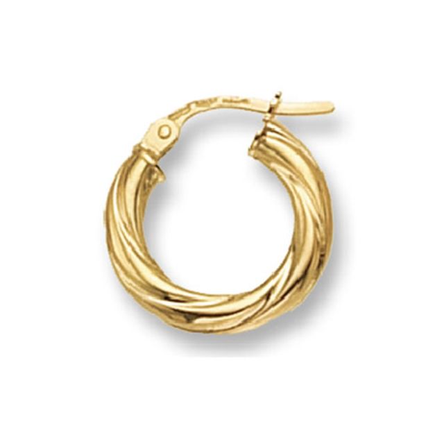 Buy 9ct Yellow Gold Small Twist Hoop Earrings by World of Jewellery