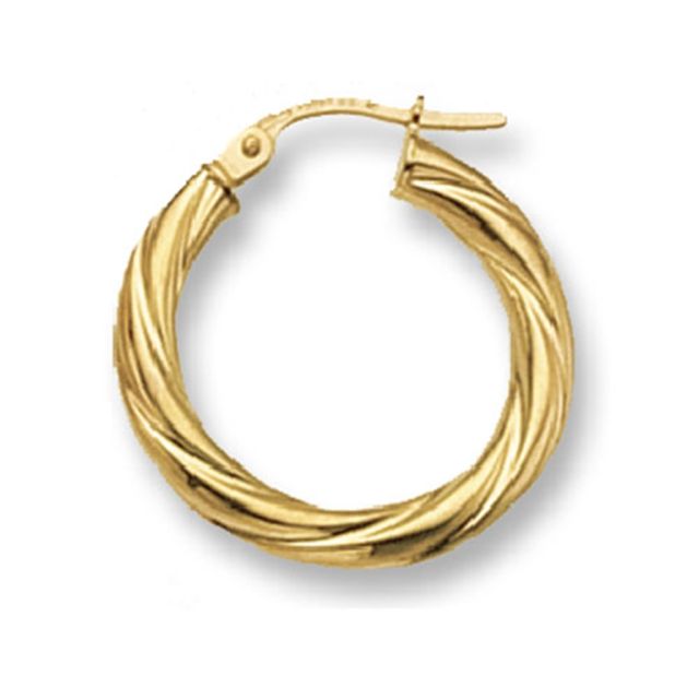 Buy 9ct Yellow Gold Small Twist Hoop Earrings by World of Jewellery