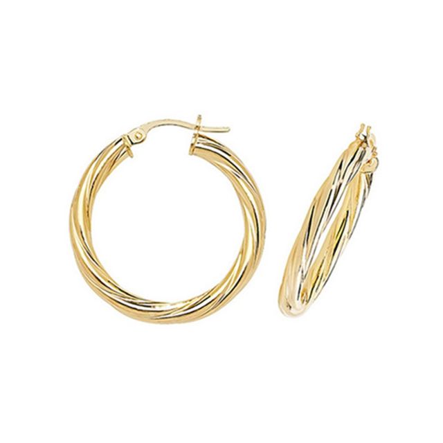 Buy 9ct Yellow Gold Medium Twist Hoop Earrings by World of Jewellery