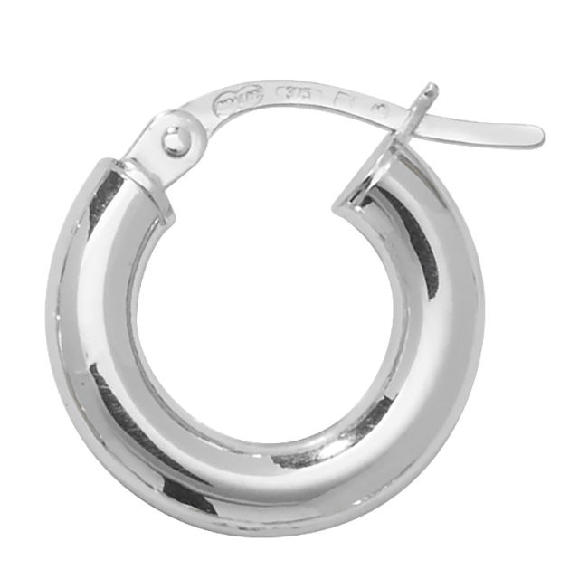 Buy 9ct White Gold Small Plain Hoop Earrings by World of Jewellery