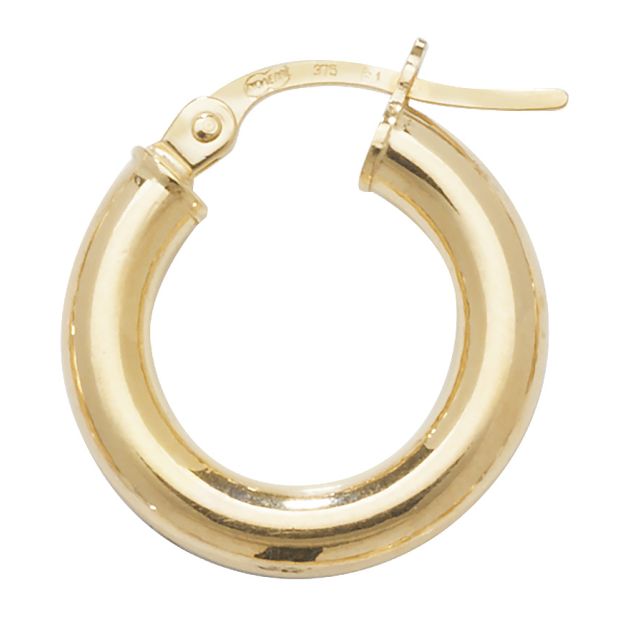 Buy 9ct Yellow Gold Medium Plain Hoop Earrings by World of Jewellery