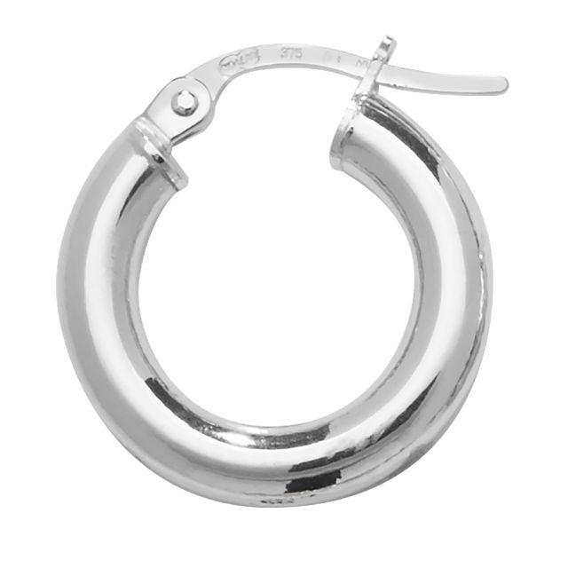 Buy 9ct White Gold Medium Plain Hoop Earrings by World of Jewellery