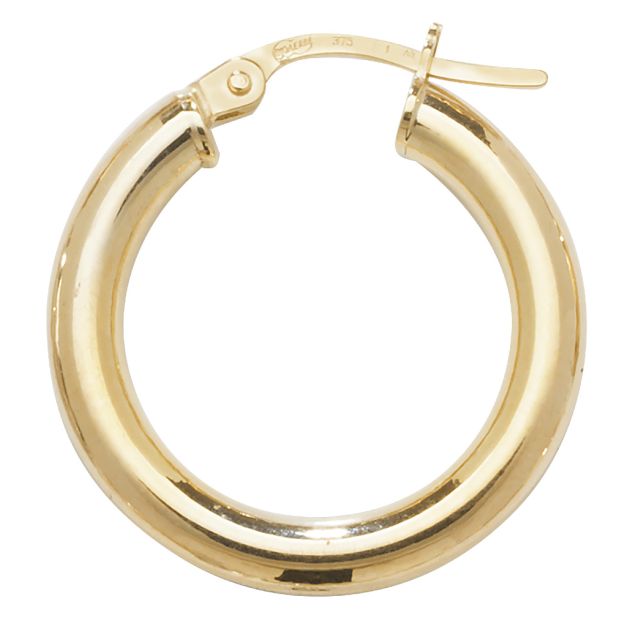 Buy 9ct Yellow Gold Large Plain Hoop Earrings by World of Jewellery