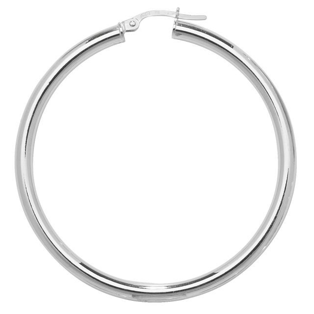 Buy 9ct White Gold Plain Hoop Earrings by World of Jewellery