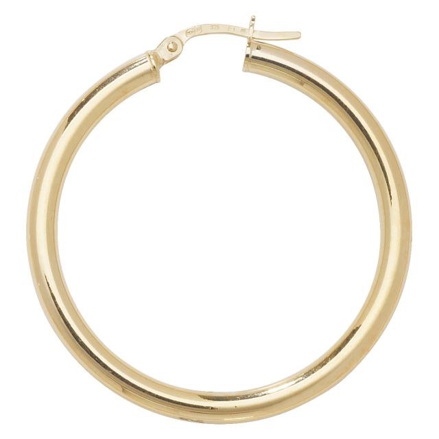 Buy 9ct Yellow Gold Plain Hoop Earrings by World of Jewellery