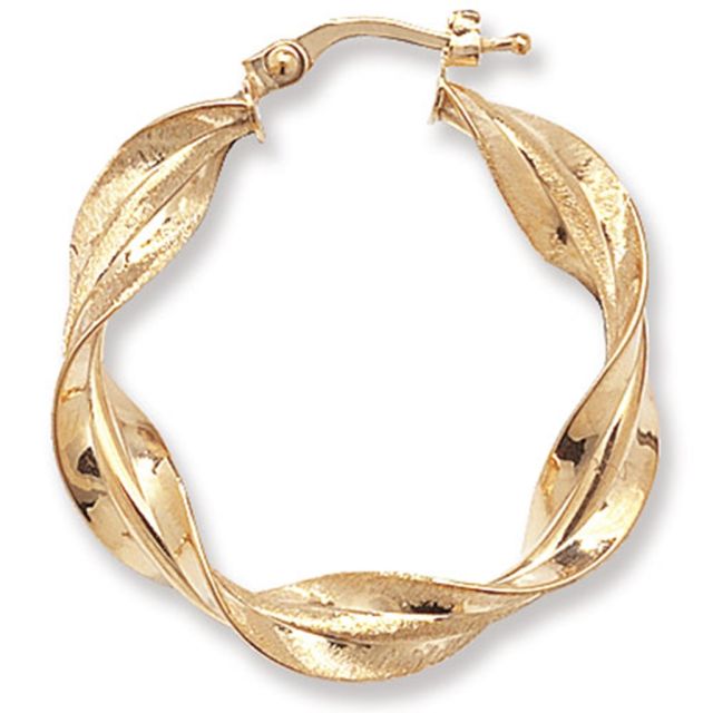 Buy 9ct Yellow Gold Small Twisted Hoop Earrings by World of Jewellery