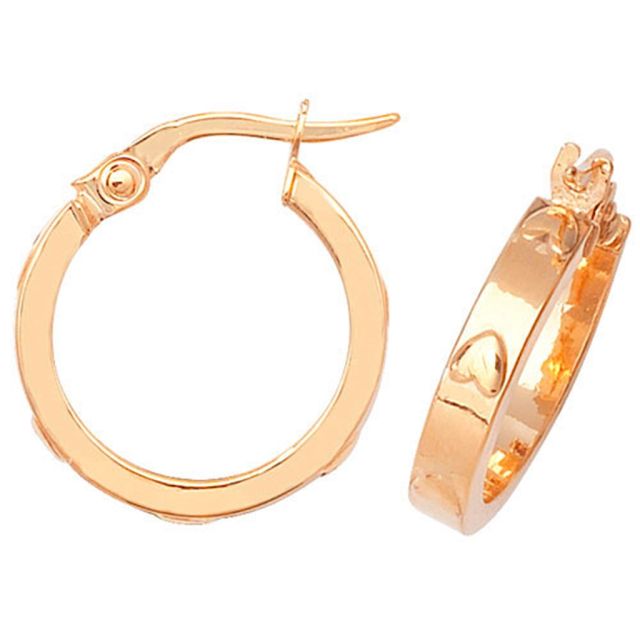 Buy 9ct Yellow Gold Medium Heart Hoop Earrings by World of Jewellery