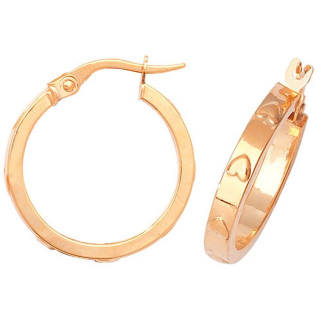 Buy 9ct Yellow Gold Large Heart Hoop Earrings by World of Jewellery