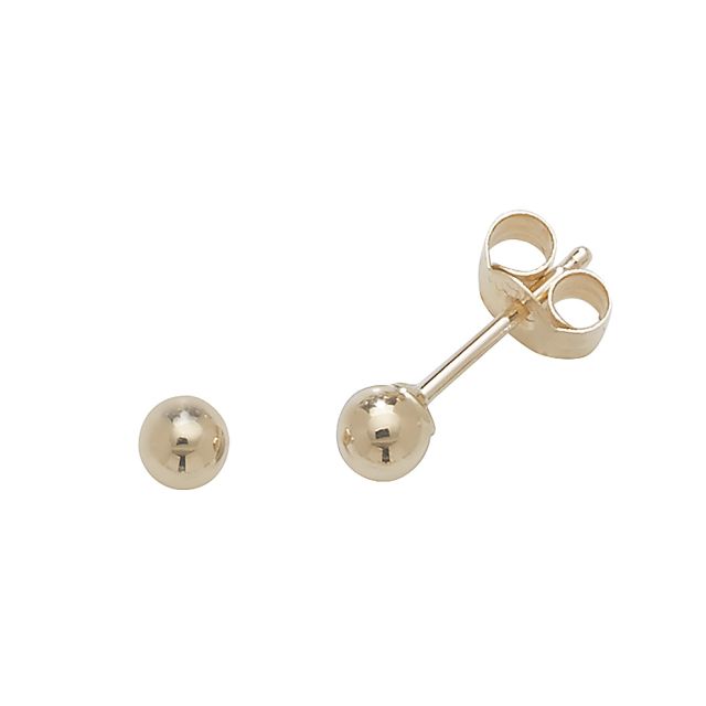 Buy 9ct Yellow Gold 3MM Ball Stud Earrings by World of Jewellery