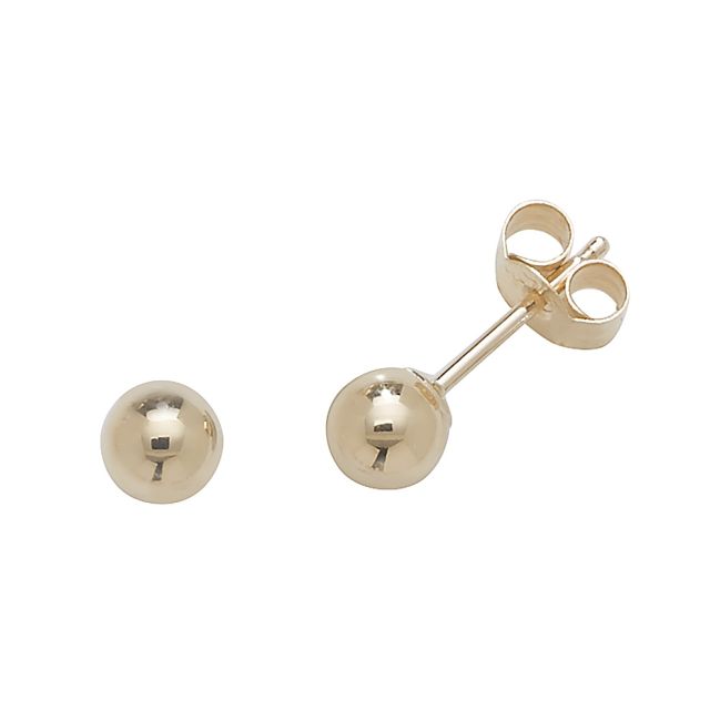 Buy 9ct Yellow Gold 4MM Ball Stud Earrings by World of Jewellery