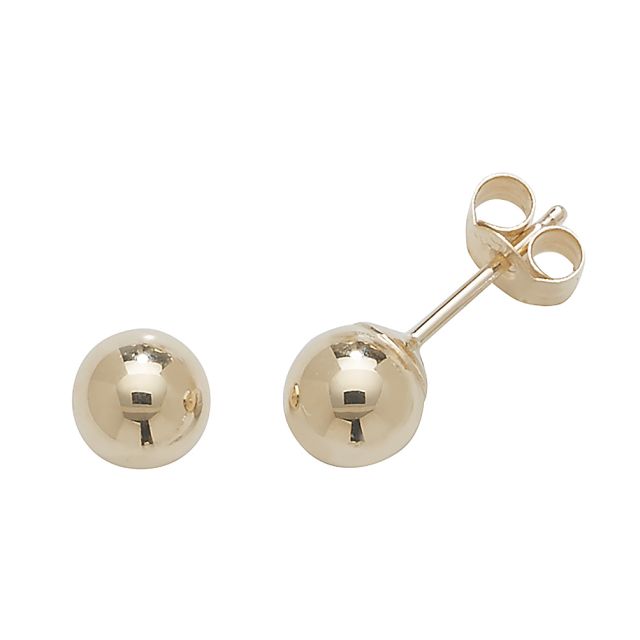 Buy 9ct Yellow Gold 5MM Ball Stud Earrings by World of Jewellery