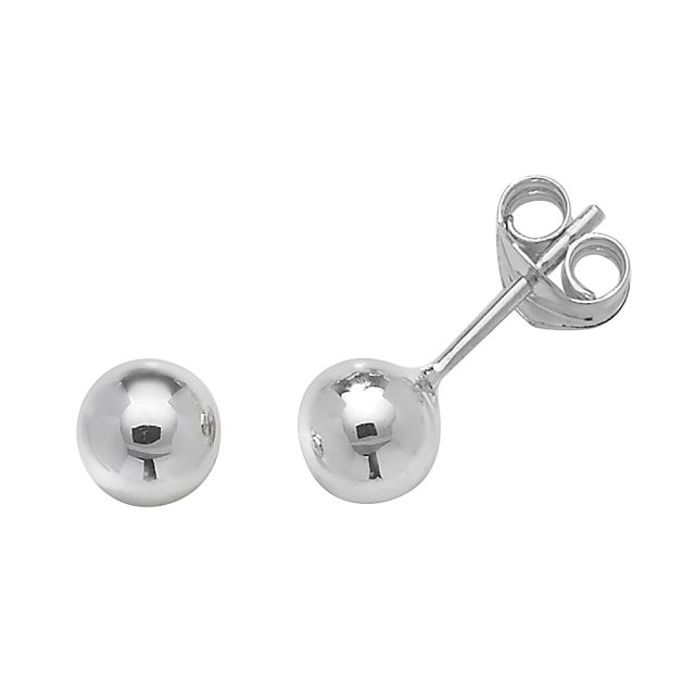 Buy 9ct White Gold 5MM Ball Stud Earrings by World of Jewellery