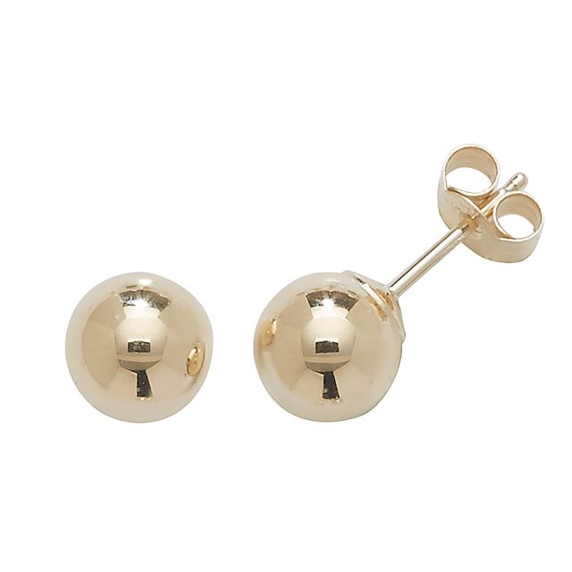 Buy 9ct Yellow Gold 6MM Ball Stud Earrings by World of Jewellery