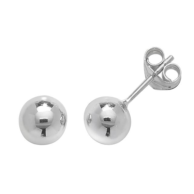 Buy 9ct White Gold 6MM Ball Stud Earrings by World of Jewellery