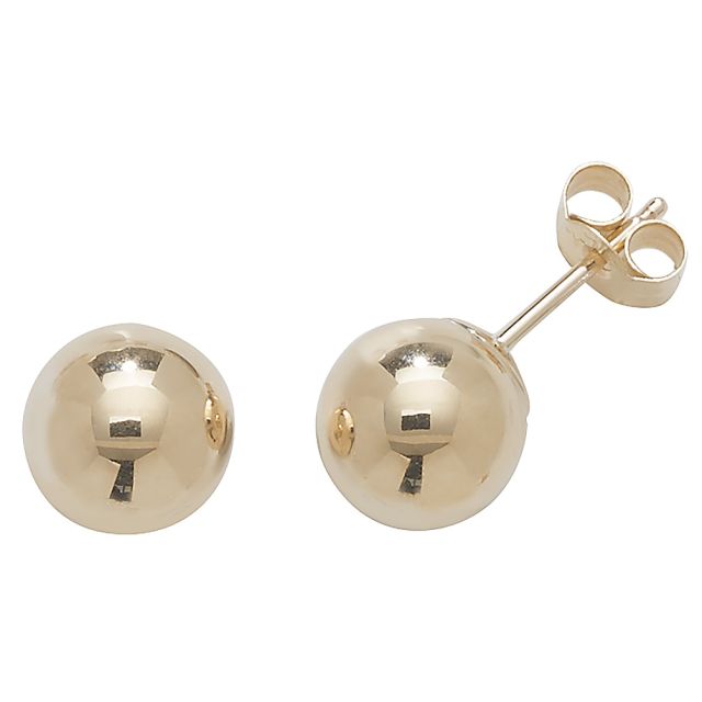 Buy 9ct Yellow Gold 7MM Ball Stud Earrings by World of Jewellery