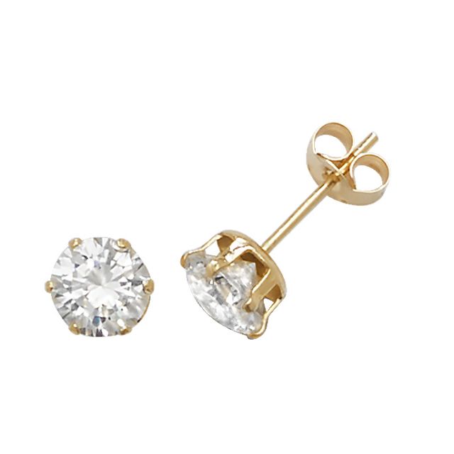 Buy 9ct Yellow Gold 5MM Cubic Zirconia Stud Earrings by World of Jewellery