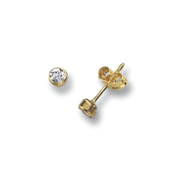 Buy 9ct Yellow Gold 3MM Round Cubic Zirconia Stud Earrings by World of Jewellery