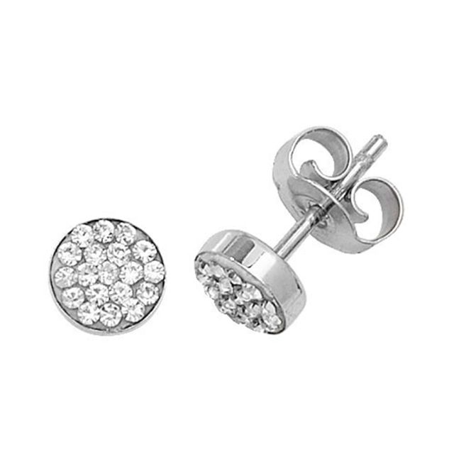 Buy 9ct White Gold Cubic Zirconia Round Stud Earrings by World of Jewellery