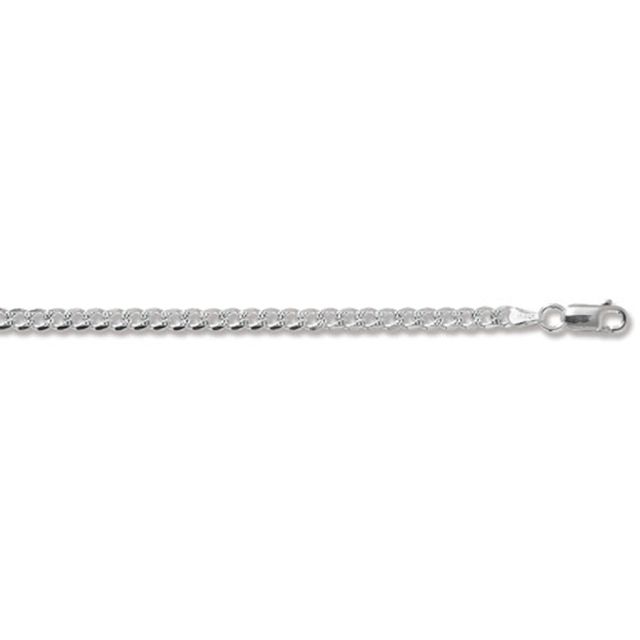 Buy Sterling Silver Pave Curb Chain Necklace - 3mm Thick - Various Lengths - 16, 18, 20, 22, 24, 26 and 30 Inch Long by World of Jewellery