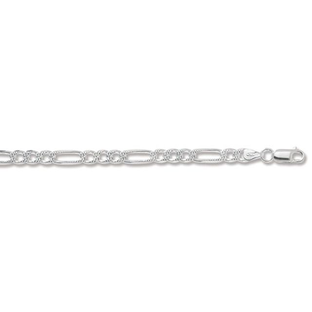 Buy Sterling Silver Pave Figaro Chain Necklace - 5mm Thick - Various Lengths - 18, 20, 22, 24, 26 and 30 Inch Long by World of Jewellery