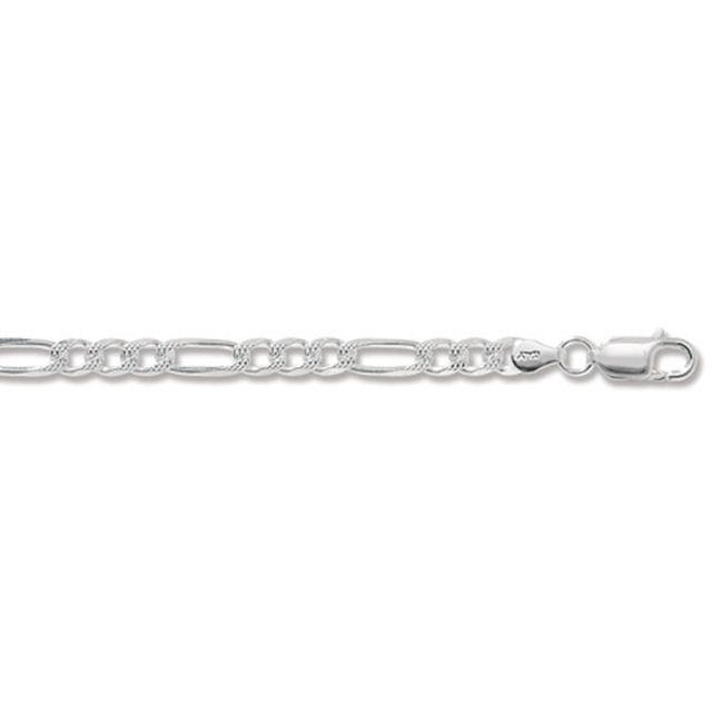 Buy Sterling Silver Pave Figaro Chain Necklace - 6mm Thick - Various Lengths - 18, 20, 22, 24, 26 and 30 Inch Long by World of Jewellery