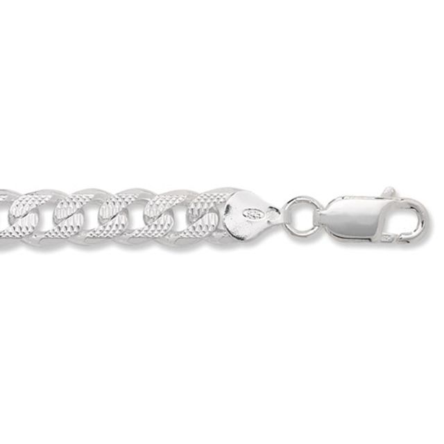 Buy Sterling Silver Pave Curb Chain Necklace - 8mm Thick - Various Lengths - 20, 22 and 24 Inch Long by World of Jewellery