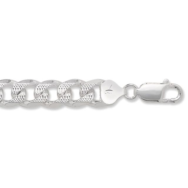 Buy Sterling Silver Pave Curb Chain Necklace - 10mm Thick - Various Lengths - 20, 22 and 24 Inch Long by World of Jewellery