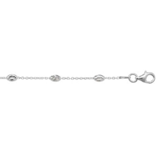 Buy Sterling Silver Station Oval Moon Chain Necklace - 3mm Thick - Various Lengths - 16, 18, 20, 22 and 24 Inch Long by World of Jewellery