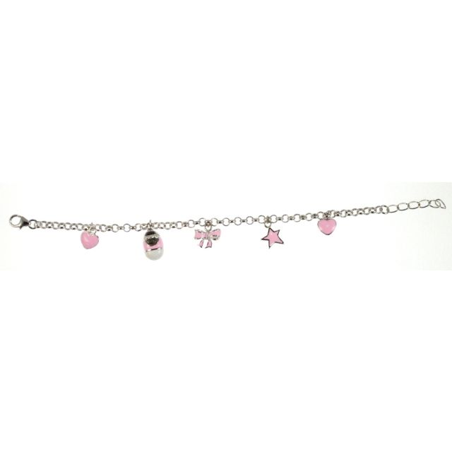 Buy Childrens Sterling Silver Pale Pink Bracelet by World of Jewellery