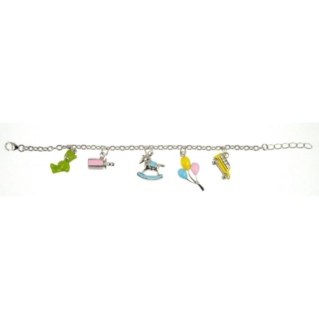 Buy Childrens Sterling Silver Multi Coloured Bracelet by World of Jewellery