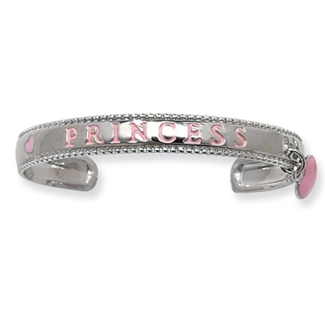 Buy Childrens Sterling Silver & Pink Princess Bangle by World of Jewellery