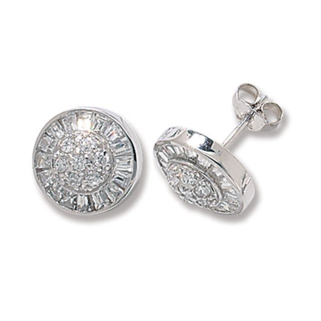 Buy Sterling Silver Cubic Zirconia Round Stud Earrings by World of Jewellery