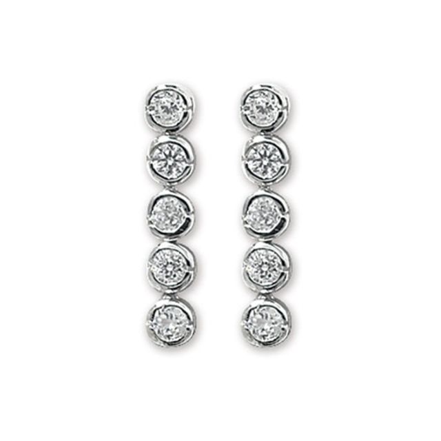 Buy Sterling Silver Cubic Zirconia Round Drop Earrings by World of Jewellery