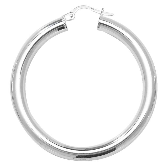 Buy Sterling Silver 4MM Thick 40MM Hoop Earrings by World of Jewellery