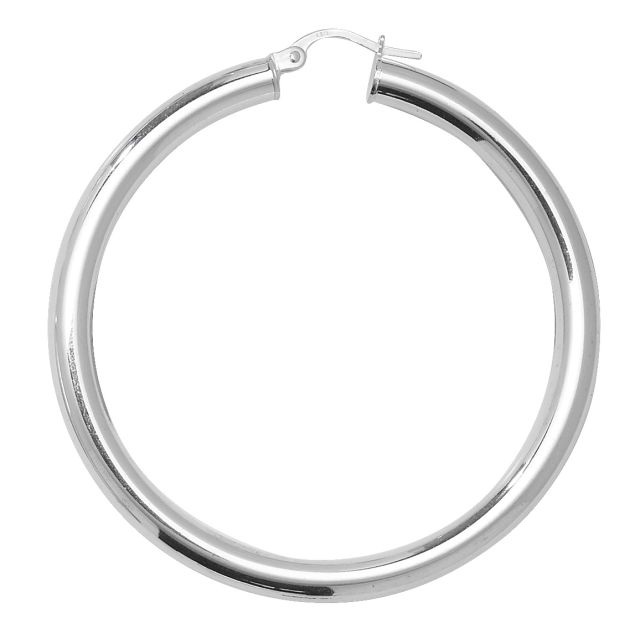 Buy Sterling Silver 4MM Thick 50MM Hoop Earrings by World of Jewellery