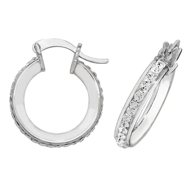 Buy Sterling Silver 15MM Crystal Hoop Earrings by World of Jewellery