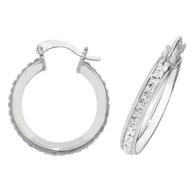 Buy Sterling Silver 20MM Crystal Hoop Earrings by World of Jewellery