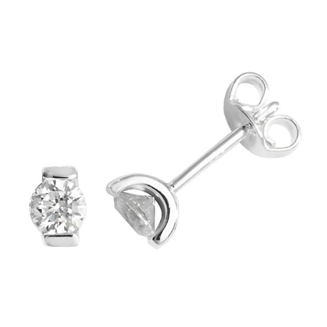 Buy Sterling Silver Cubic Zirconia Stud Earrings by World of Jewellery
