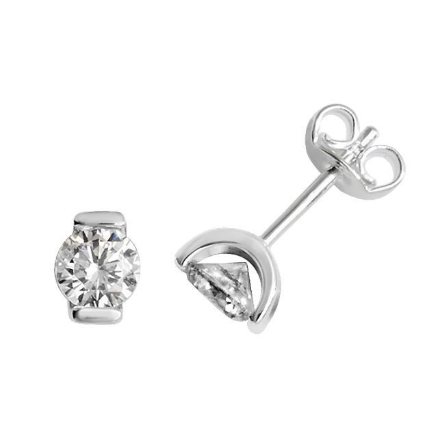 Buy Sterling Silver Cubic Zirconia Stud Earrings by World of Jewellery