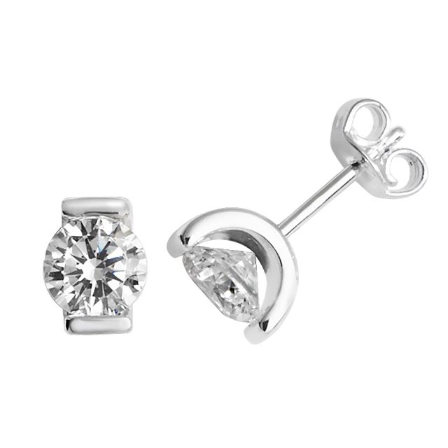 Buy Sterling Silver Cubic Zirconia Stud Earrings by World of Jewellery