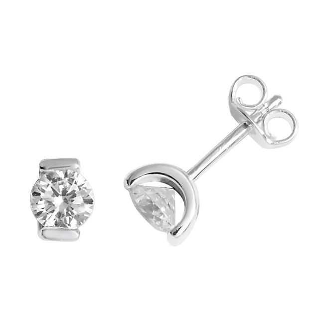 Buy Sterling Silver Cubic Zirconia Stud Earrings by World of Jewellery