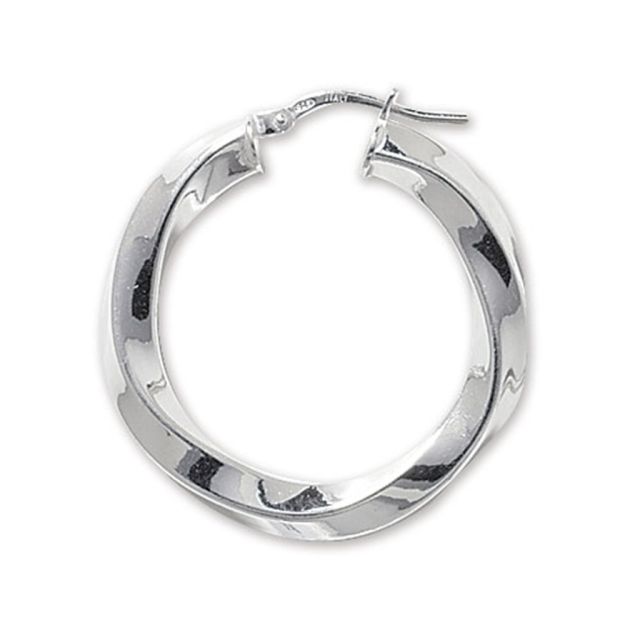 Buy Sterling Silver Chunky Twisted 4MM Thick 30MM Hoop Earrings by World of Jewellery