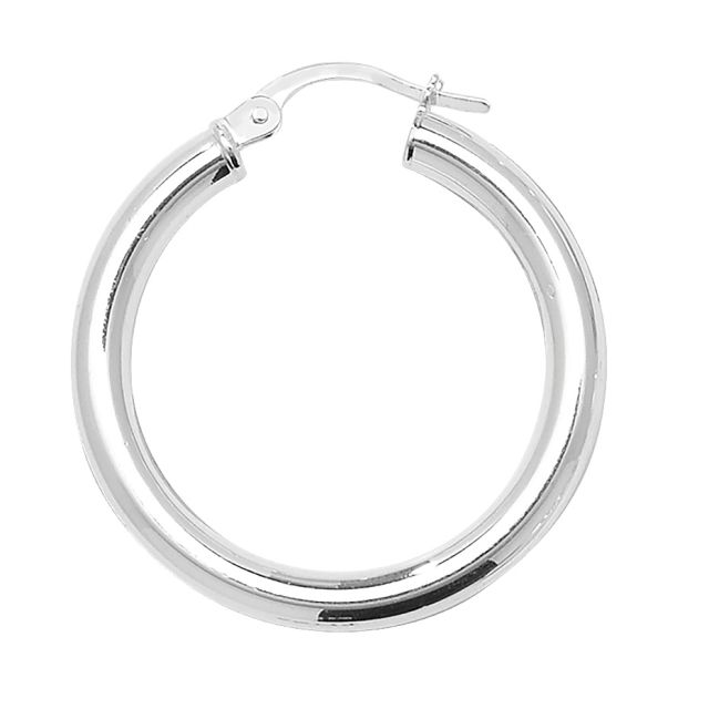 Buy Sterling Silver 3MM Thick 28MM Hoop Earrings by World of Jewellery