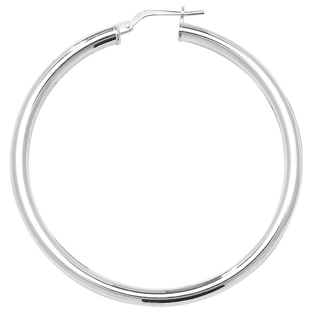 Buy Sterling Silver 3MM Thick 48MM Hoop Earrings by World of Jewellery