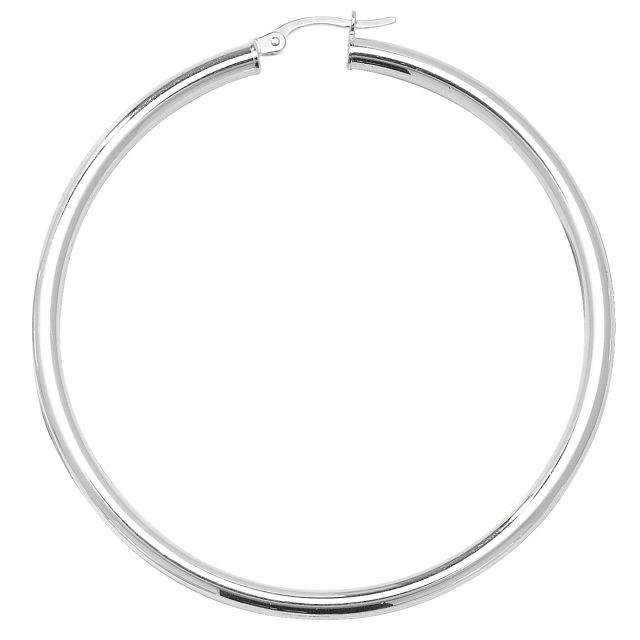 Buy Sterling Silver 3MM Thick 58MM Hoop Earrings by World of Jewellery