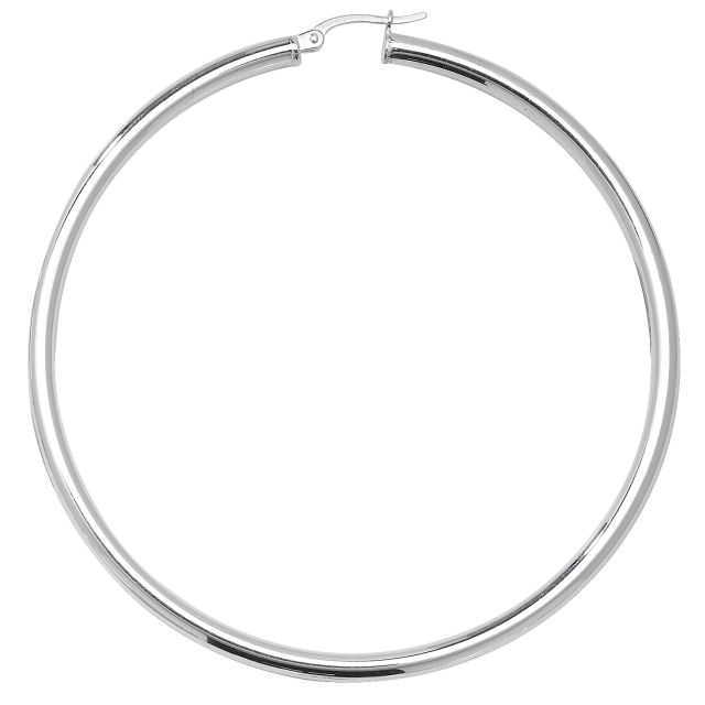Buy Sterling Silver 3MM Thick 68MM Hoop Earrings by World of Jewellery
