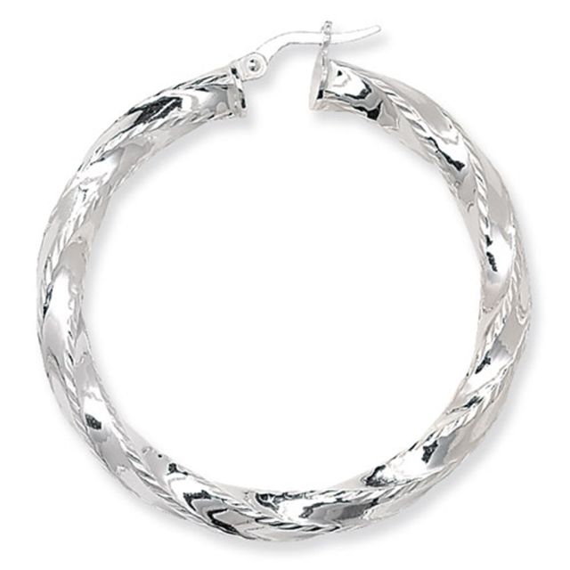 Buy Sterling Silver Diamond Cut Twisted 45MM Hoop Earrings by World of Jewellery