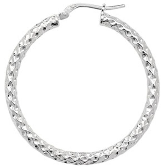 Buy Sterling Silver 35MM Hoop Earrings by World of Jewellery