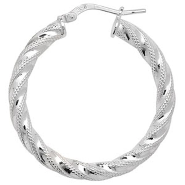 Buy Sterling Silver 32MM Hoop Earrings by World of Jewellery